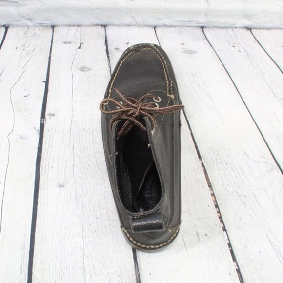 LL Bean Black Leather Lace-up Moc Toe Chukka Boots Size 7.5 M - Picture 6 of 9